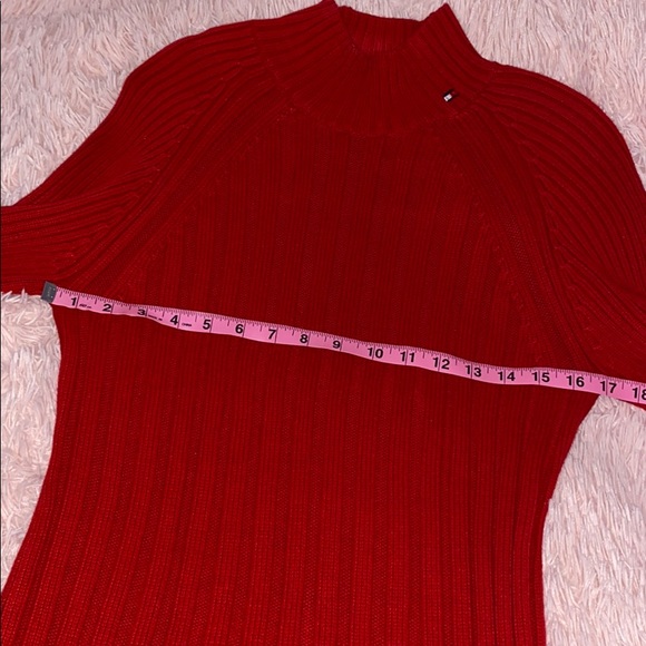 Red Chunky Ribbed Vintage Tommy Hilfiger Mock Neck Sweater - Picture 6 of 8
